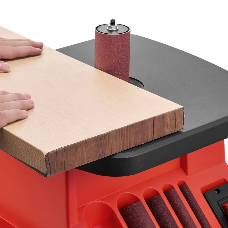 VEVOR oscilējošā vārpstas slīpmašīna ar 2000 apgr./min ātrumu, 6 slīpēšanas uzmavām (12,7–76,2 mm), 16 mm gājienu un 397 × 295 mm čuguna darba galdu, piemērota mēbeļu apdarei, amatniecībai un DIY kokapstrādes darbiem