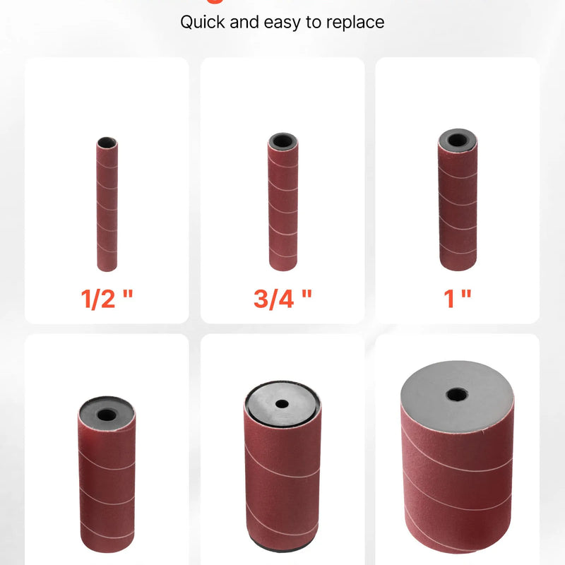 VEVOR oscilējošā vārpstas slīpmašīna ar 2000 apgr./min ātrumu, 6 slīpēšanas uzmavām (12,7–76,2 mm), 16 mm gājienu un 397 × 295 mm čuguna darba galdu, piemērota mēbeļu apdarei, amatniecībai un DIY kokapstrādes darbiem