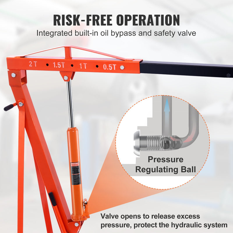 Гидравлический длиннопоршневой цилиндр VEVOR, 3-тонный подъемник для двигателя с однопоршневым насосом и крановой базой, гидравлический цилиндр для подъемников для двигателя и кранов для мастерских.