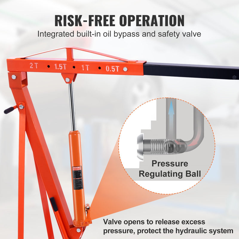 Гидравлический длиннопоршневой цилиндр VEVOR, 8-тонный подъемник для двигателя с однопоршневым насосом и крановой базой, гидравлический цилиндр для подъемников для двигателя и кранов для мастерских.