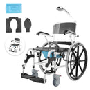 VEVOR dušas ratiņkrēsls ar 44,5 cm sēdekļa platumu, alumīnija sakausējuma tualetes un vannasistabas ratiņkrēsls personām ar kustību traucējumiem