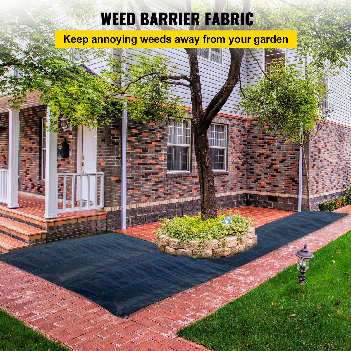 VEVOR nezāļu barjeras audums 200 x 9144 cm, 90,7 g/m² izturīgs austs nezāļu kontroles audums, augstas caurlaidības ģeotekstils puķu dobēm un zemklājumam, polietilēna augsnes segums