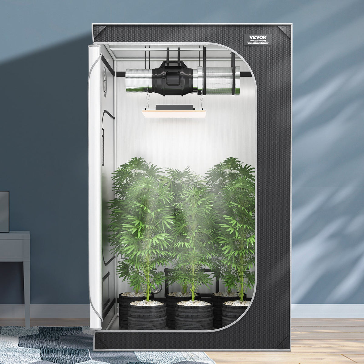 Available in 10 days! VEVOR 121,92 cm x 121,92 cm Growing Tent, 121,92 cm x 121,92 cm x 203,2 cm, High Reflectance 2000D Mylar Hydroponic Growing Tent with Observation Window, Tool Bag and Floor Tray for Indoor Plant Growing