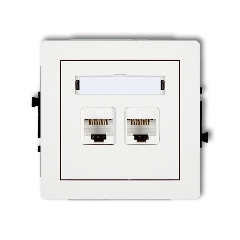 Datoru ligzda, balta, DECO, iebūvējama, 2xRJ45, 6. kat., IP20, 90.2x90.2mm