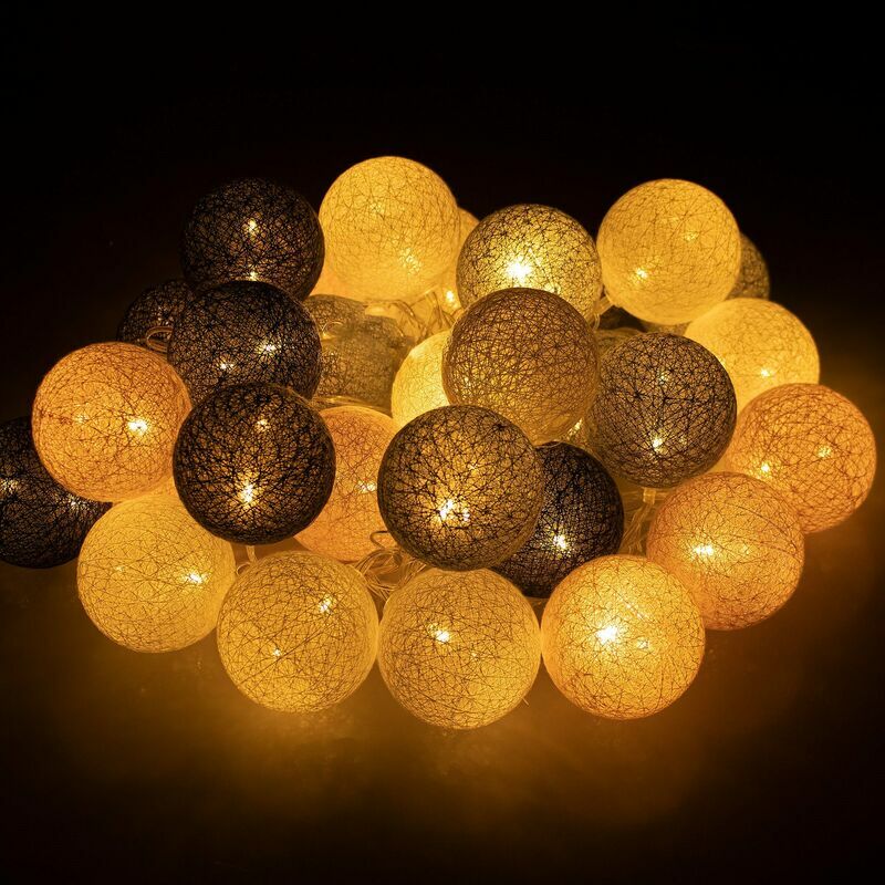 Ziemassvētku virtene 30 LED bumbiņas, 6 m, rozā, grafīta, balta un zila
