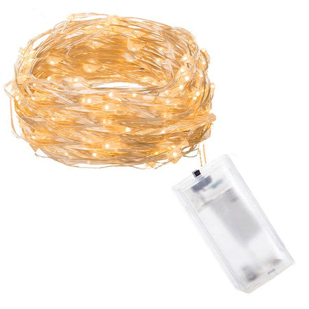 LED gaismas virtene ar 20 LED lampiņām, 2,20 m, silti balta, darbināma ar baterijām, lietošanai telpās