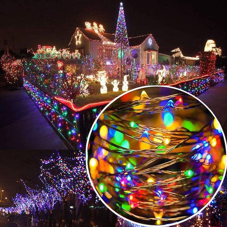 LED gaismas virtene ar 20 zilām LED lampiņām, 200 cm, darbināma ar baterijām, lietošanai telpās