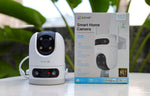 Ezviz H9C 3K (5MP+ 5MP) with 2 lenses (wide-angle fixed and zoom moving) and high resolution. Colour night vision, human tracking, siren, two-way audio