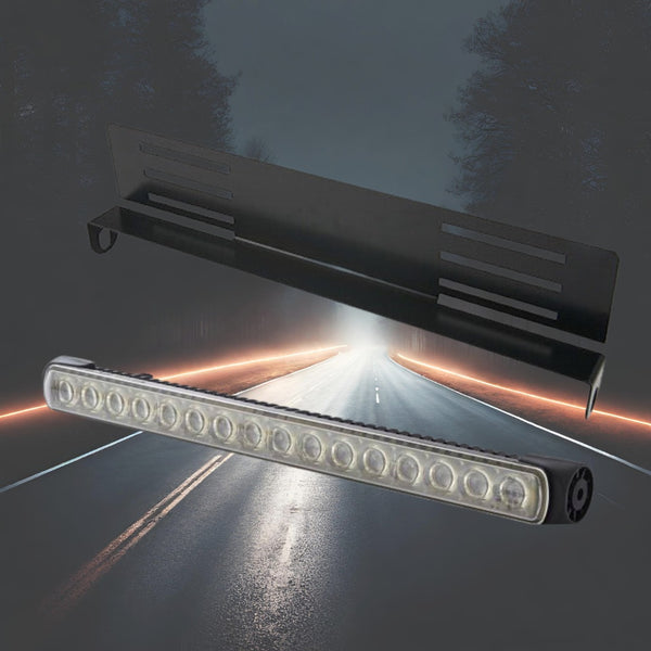 KIT 35W 16 LED long auxiliary lamp HELLA PREMIUM LED 470 long auxiliary lamp, 12-24V, IP65, 528x40mm and the frame can be attached behind the license plate