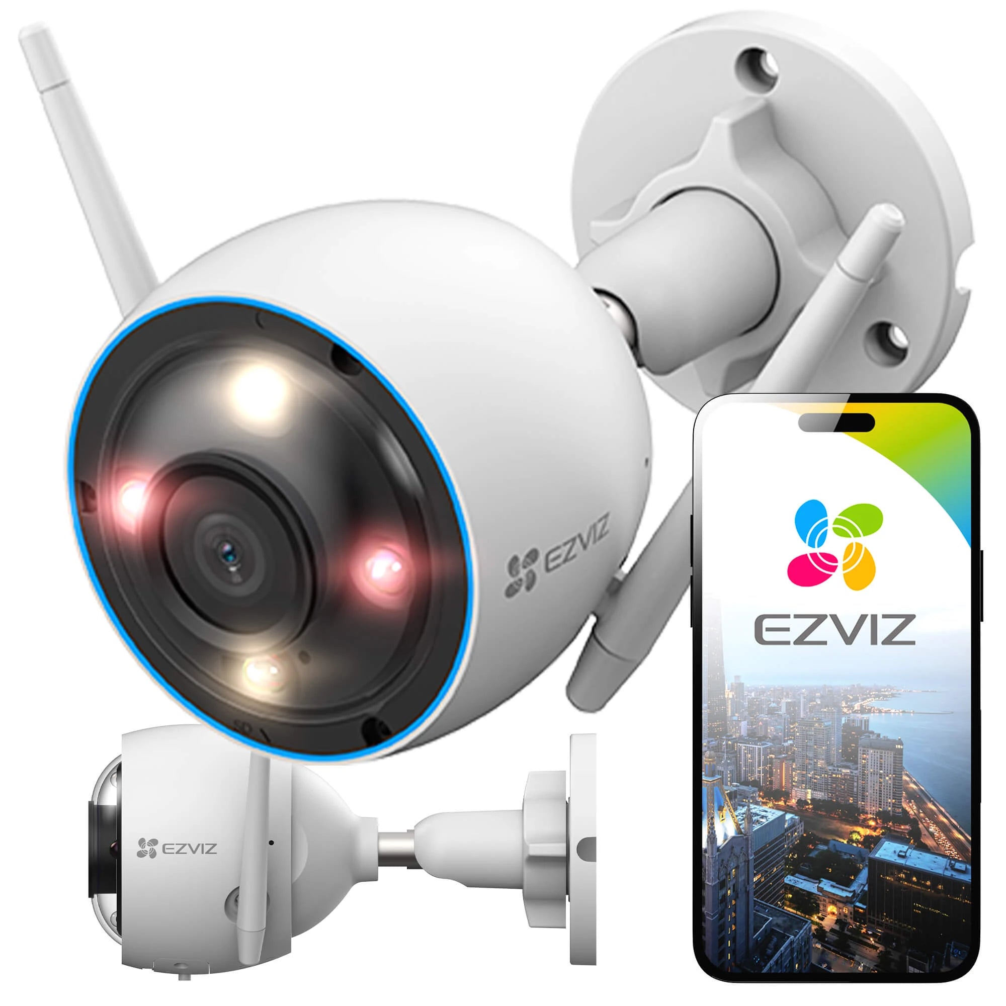 Ezviz H3 ārtelpu Viedā 3K videokamera ar cilvēku un mašīnu uztveršanu, krāsainu nakts redzamību, sirēnu, trauksmes gaismu, IP67, divvirzienu audio