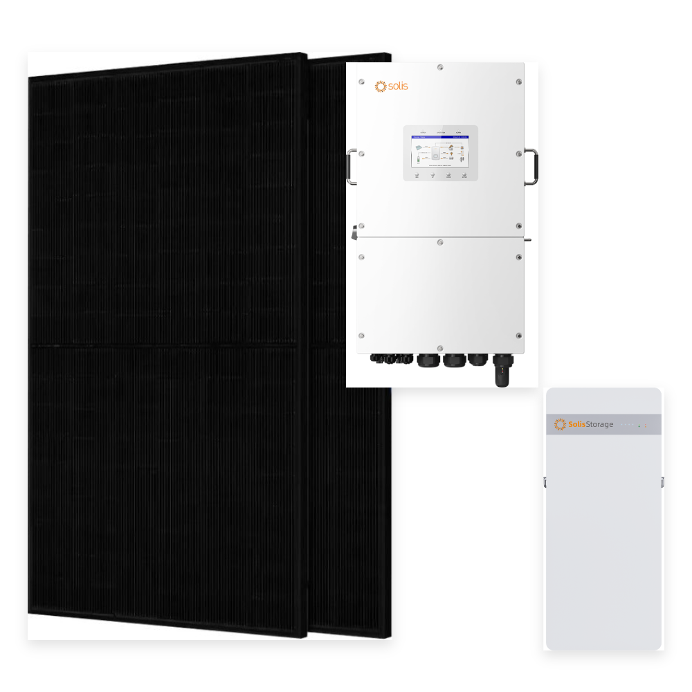 Pilns solārais komplekts 8 kW 3F: Solis 8 kW 3F invertors + IntelliHome 10 kWh + 18× JA Solar 455 W paneļi (8,19 kWp)