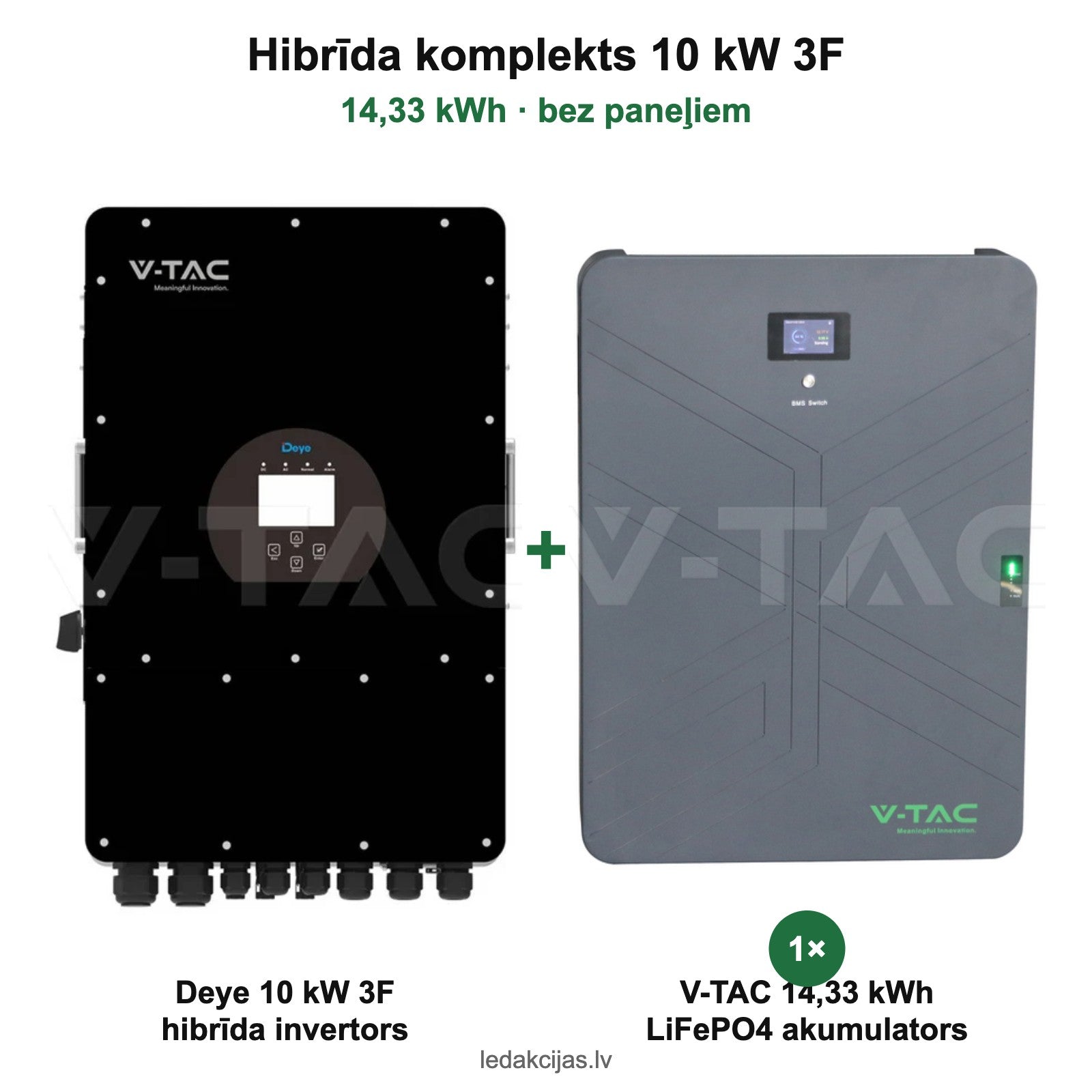 Hibrīda komplekts 10 kW 3F + 14,33 kWh