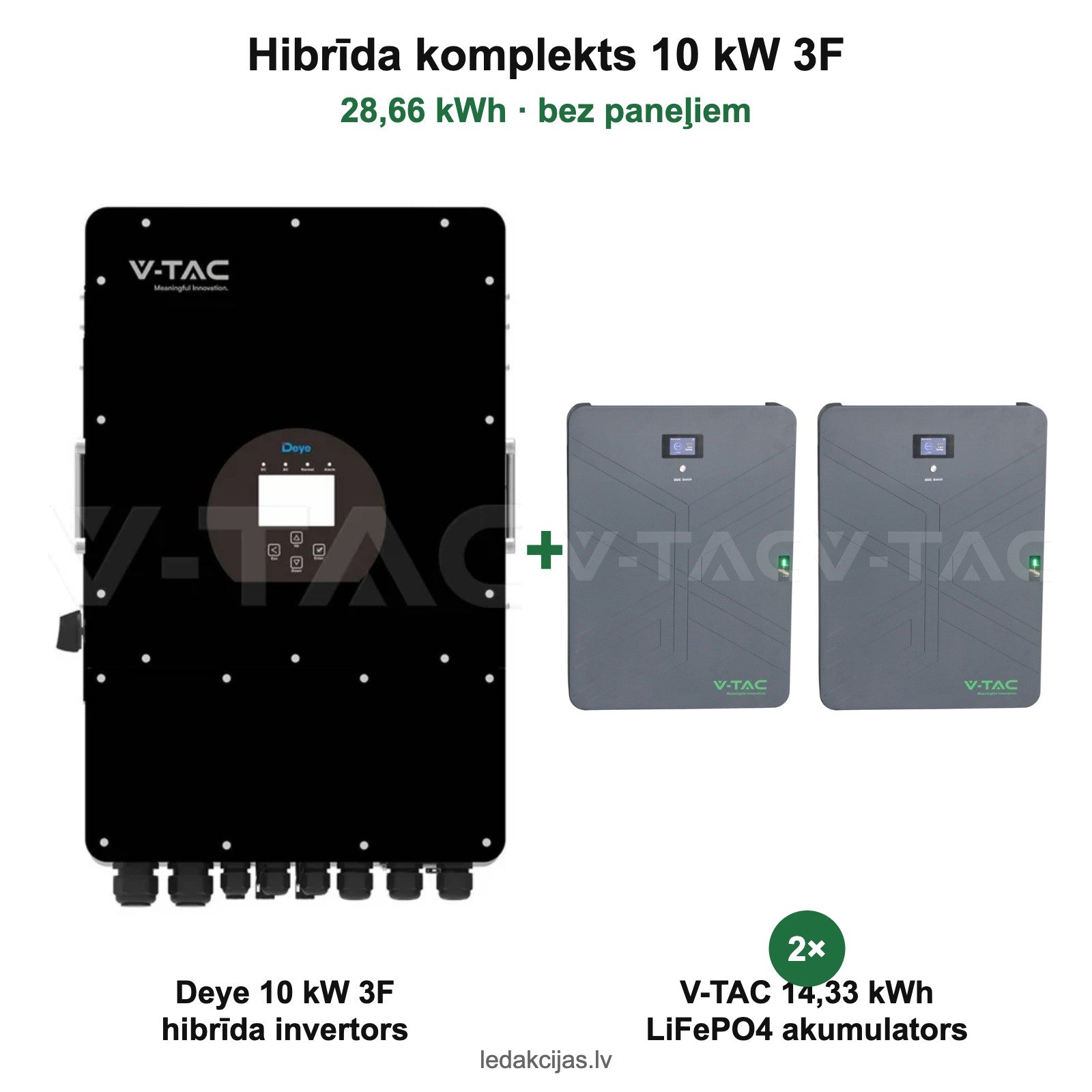 Hibrīda komplekts 10 kW 3F + 28,66 kWh