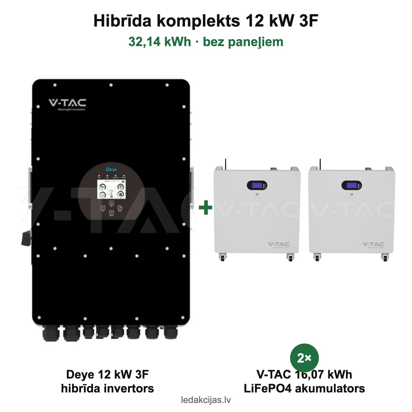 Hibrīda komplekts 12 kW 3F + 32,14 kWh
