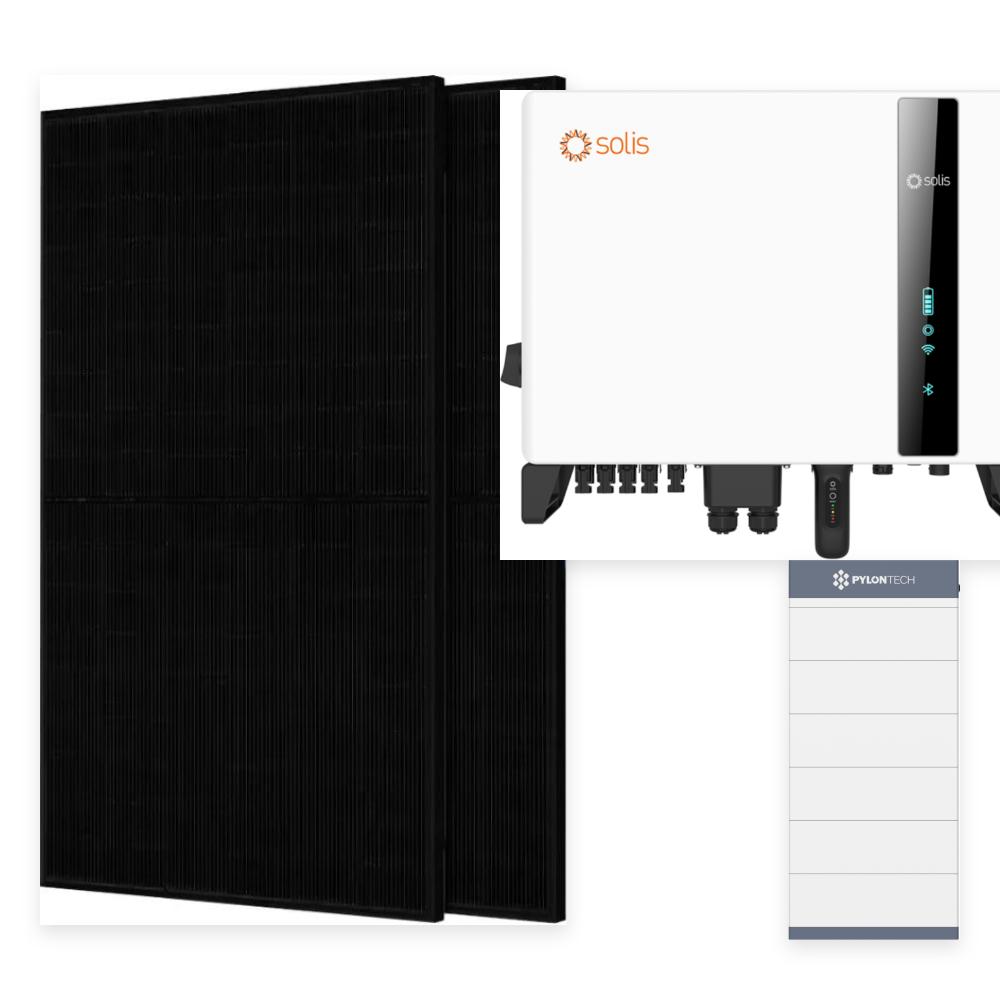 Pilns solārais komplekts 12 kW 3F: Solis 12 kW 3F HV invertors + Force H3 BMS + 3× Force H3 5,12 kWh modulis + 26× JA Solar 455 W paneļi (11,83 kWp)