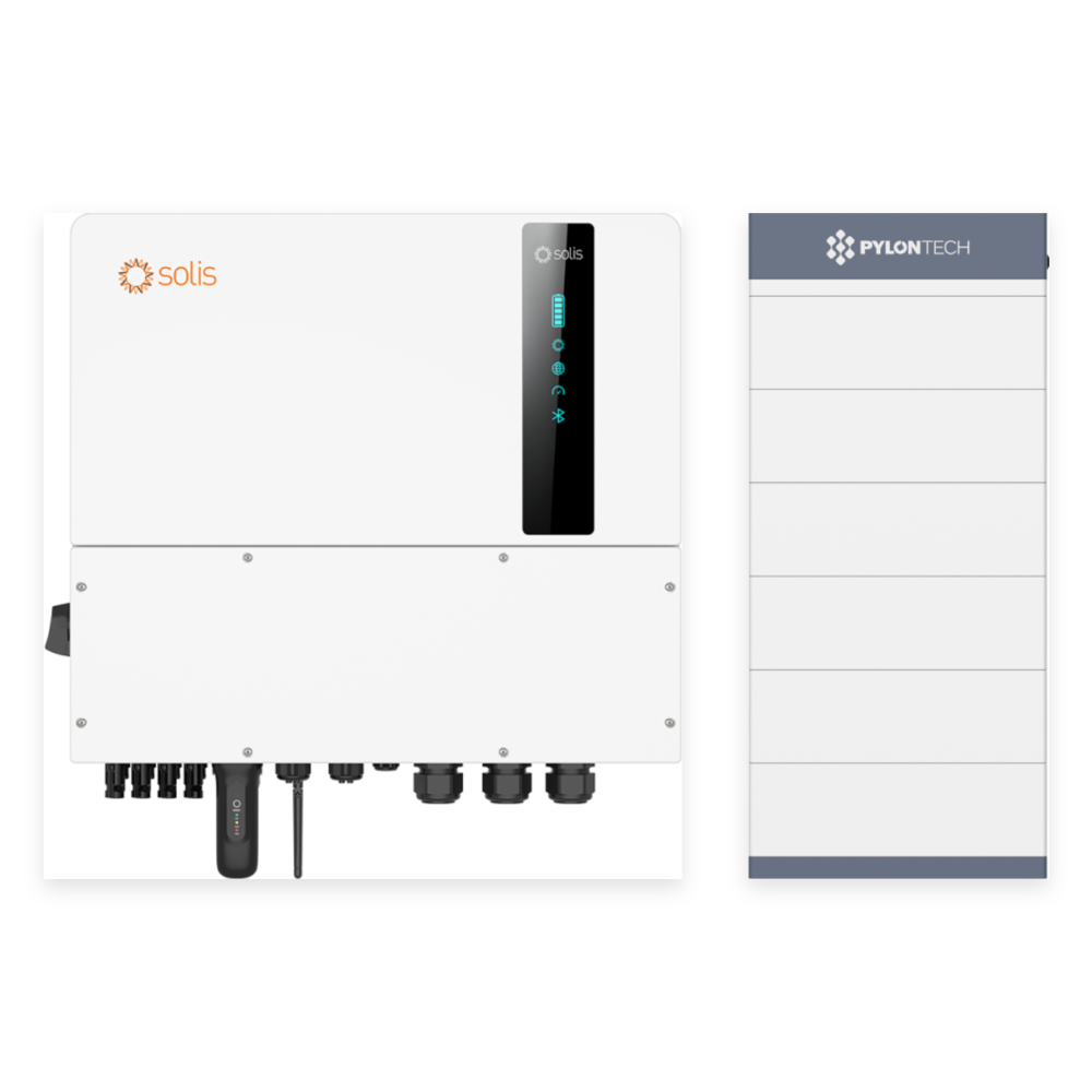 Hibrīda komplekts 15 kW 3F + 20,48 kWh: Solis 15 kW 3F HV invertors + Force H3 BMS + 4× Force H3 5,12 kWh modulis