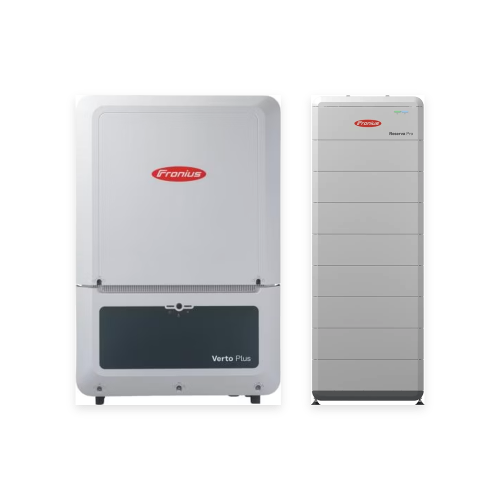 Hibrīda komplekts 33,3 kW 3F + 15,92 kWh: Fronius Verto 33,3 kW 3F invertors + Reserva Pro BMS + 4× Reserva Pro 3,98 kWh modulis