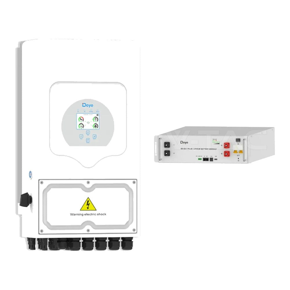 Deye 6 kW 1F hibrīda invertors + 5,12 kWh LiFePO4 akumulators