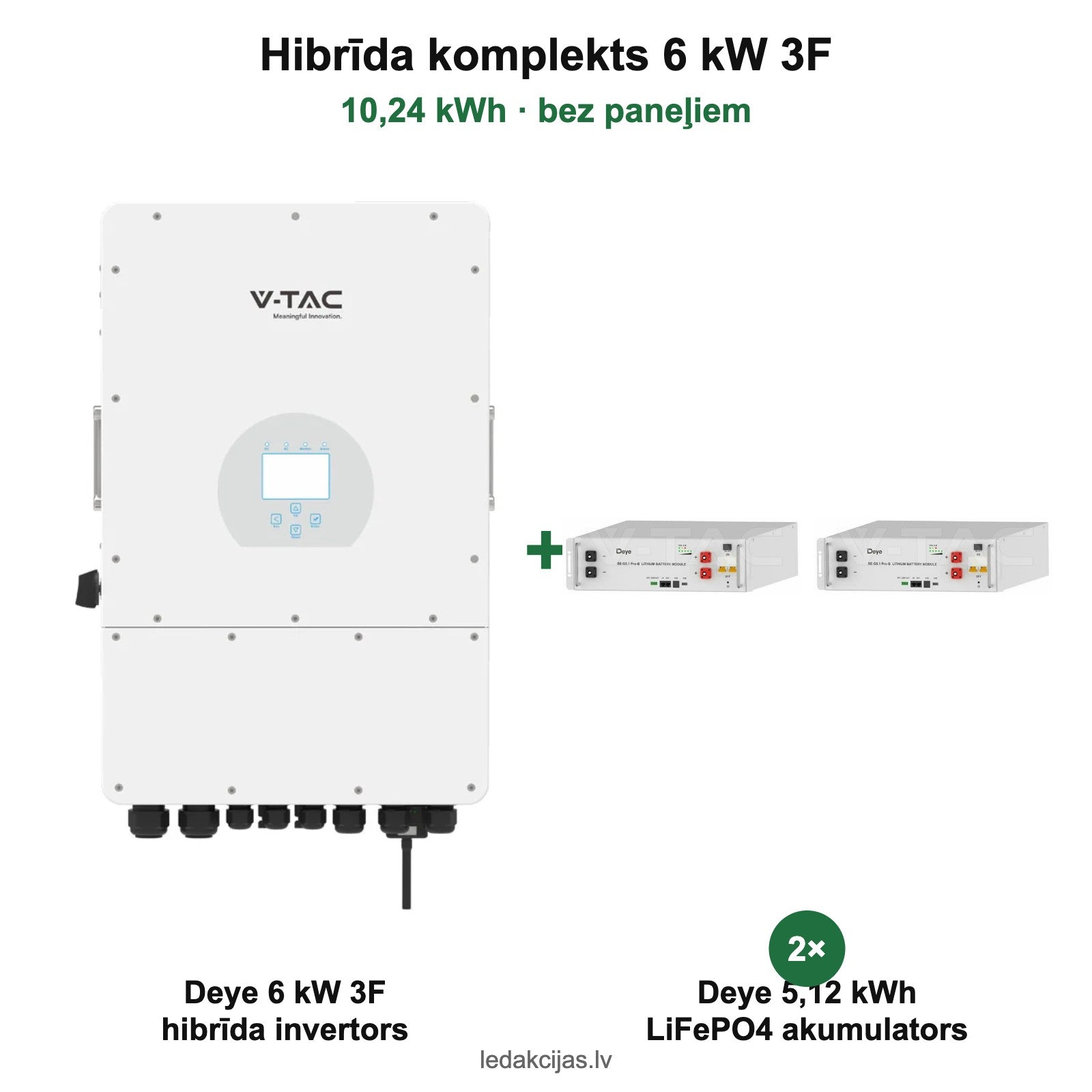 Hibrīda komplekts 6 kW 3F + 10,24 kWh