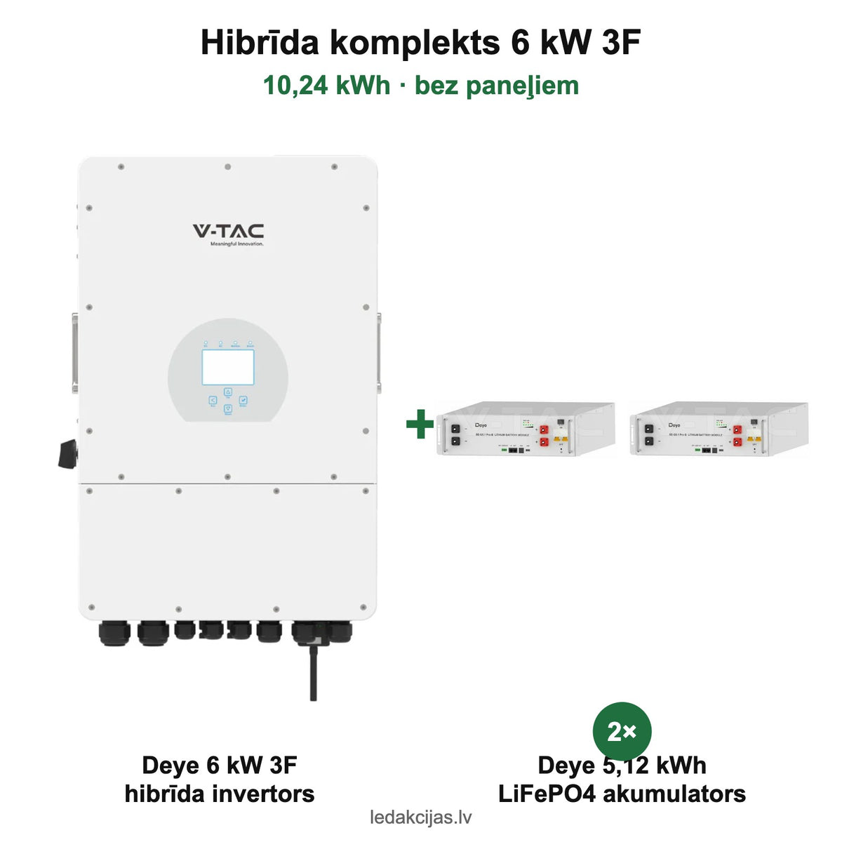 Hibrīda komplekts 6 kW 3F + 10,24 kWh