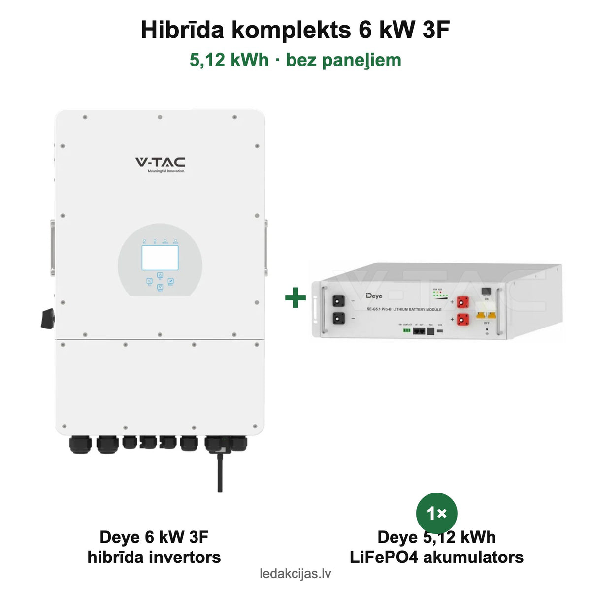 Hibrīda komplekts 6 kW 3F + 5,12 kWh