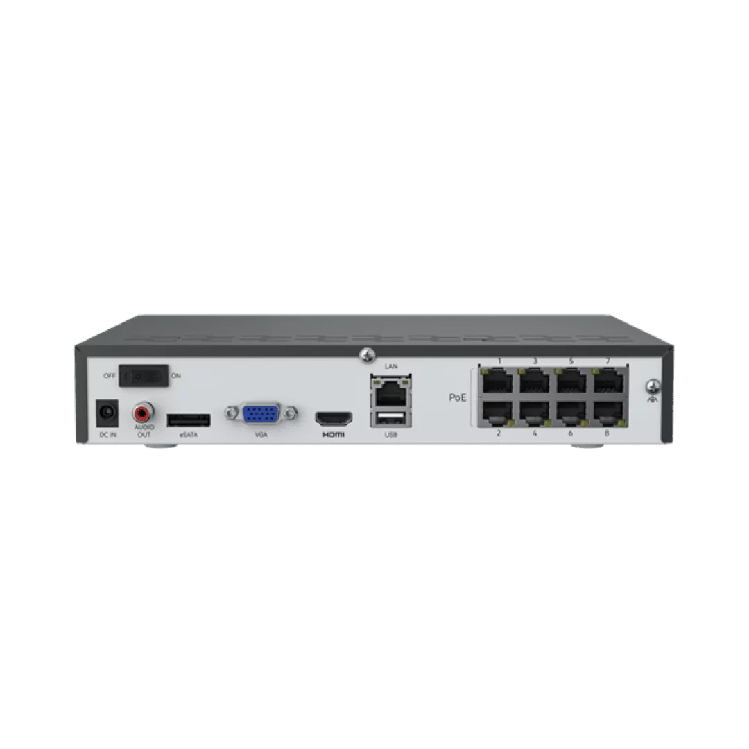 NVS8 8-channel PoE NVR for reliable round-the-clock recording Support up to 12MP Power over Ethernet 8-channel Built-in 2TB HDD