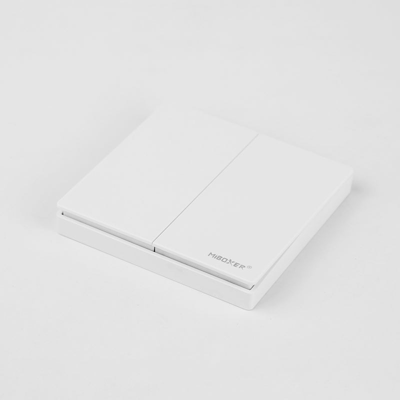 Two-key wireless switch, also works as a dimmer, uses 2.4GHz wireless transmission technology. supports Miboxer/Milight 2.4G controller series