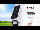 20W(1650Lm) LED Prožektors ar saules bateriju 10000mAh, V-TAC, IP65, melns korpuss, auksti balta gaisma 6000K
