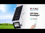 16W(1050Lm) LED Spotlight with solar battery 10000mAh, V-TAC, IP65, black body, cold white light 6000K