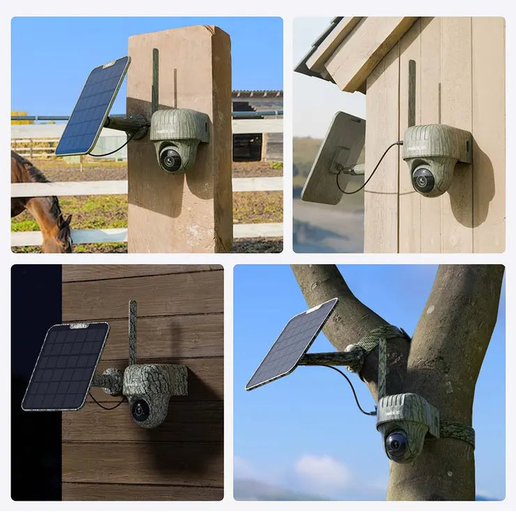 Reolink G450 4K - bezvadu 4G mednieku videokamera + Solārais panelis  Mednieku 4G videokamera manuāli grozāma 360° grādu diapazonā. Ideāli piemērota zemniekiem, medniekiem, tūristiem.  Kamuflāžas korpuss komplektā 32gb atmiņu karte.