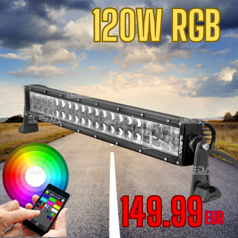 120W(6086Lm) 40x3W LED 2525 CREE + RGB LED lineārais gaismeklis, IP67, CE, RoHS, FCC, EMC, 628mm, auksti balta gaisma 6000K