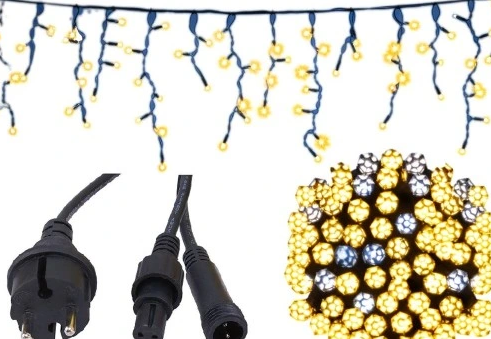 Ziemassvētku LED lāsteku virtene ar 500 lampiņām un zaļu kabeli, silti balta gaisma, zibspuldzes efekts, 25m, IP44