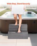 VEVOR burbuļvannas pakāpieni, 2 pakāpieni, ārējie spa kāpnes, pastiprinātas 635 mm platas HIPS kāpnes virszemes / piepūšamiem baseiniem ar 272,2 kg slodzes kapacitāti, daudzfunkcionālas terasēm, klājiem, kemperiem, grafīta pelēkā krāsā