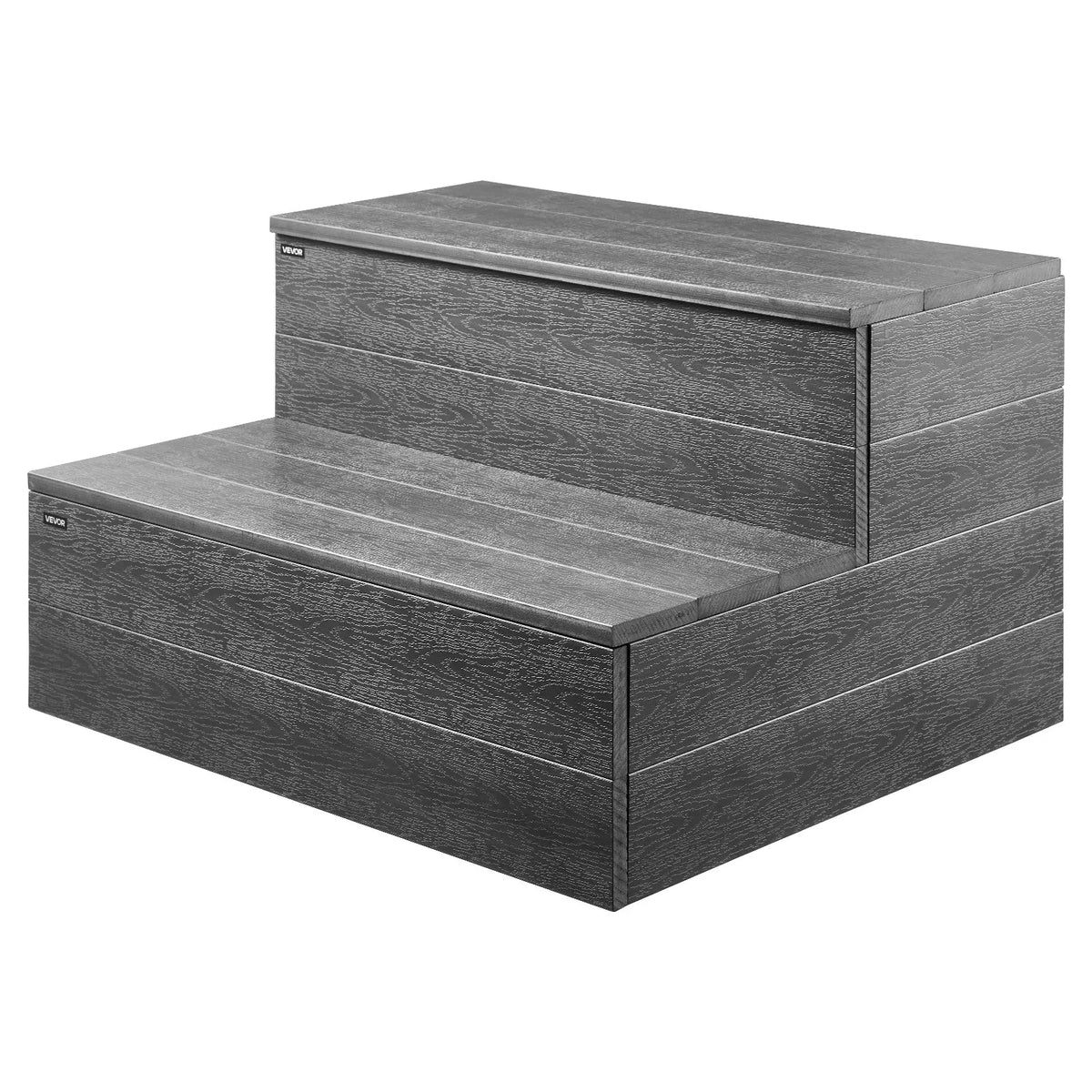 VEVOR burbuļvannas pakāpieni, 2 pakāpieni, ārējie spa kāpnes, pastiprinātas 635 mm platas HIPS kāpnes virszemes / piepūšamiem baseiniem ar 272,2 kg slodzes kapacitāti, daudzfunkcionālas terasēm, klājiem, kemperiem, grafīta pelēkā krāsā