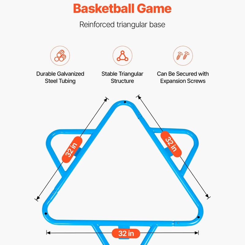 VEVOR Bērnu basketbola statīvs ar 4 groziem, pārnēsājams ar regulējamu augstumu un 3 bumbām, iekštelpām un ārtelpām, piemērots dažāda vecuma bērniem