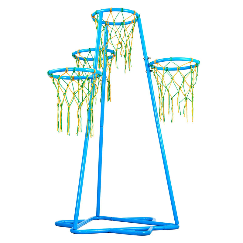 VEVOR Bērnu basketbola statīvs ar 4 groziem, pārnēsājams ar regulējamu augstumu un 3 bumbām, iekštelpām un ārtelpām, piemērots dažāda vecuma bērniem
