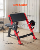 VEVOR bicepsu treniņu sols, regulējams spēka treniņu sols ar stieņa turētājiem, sēdošs izolēts roku trenažieris hantelēm un stienim, 299 kg nestspēja, mājas sporta zālei