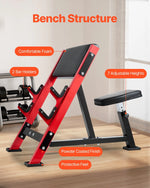 VEVOR bicepsu treniņu sols, regulējams spēka treniņu sols ar stieņa turētājiem, sēdošs izolēts roku trenažieris hantelēm un stienim, 299 kg nestspēja, mājas sporta zālei
