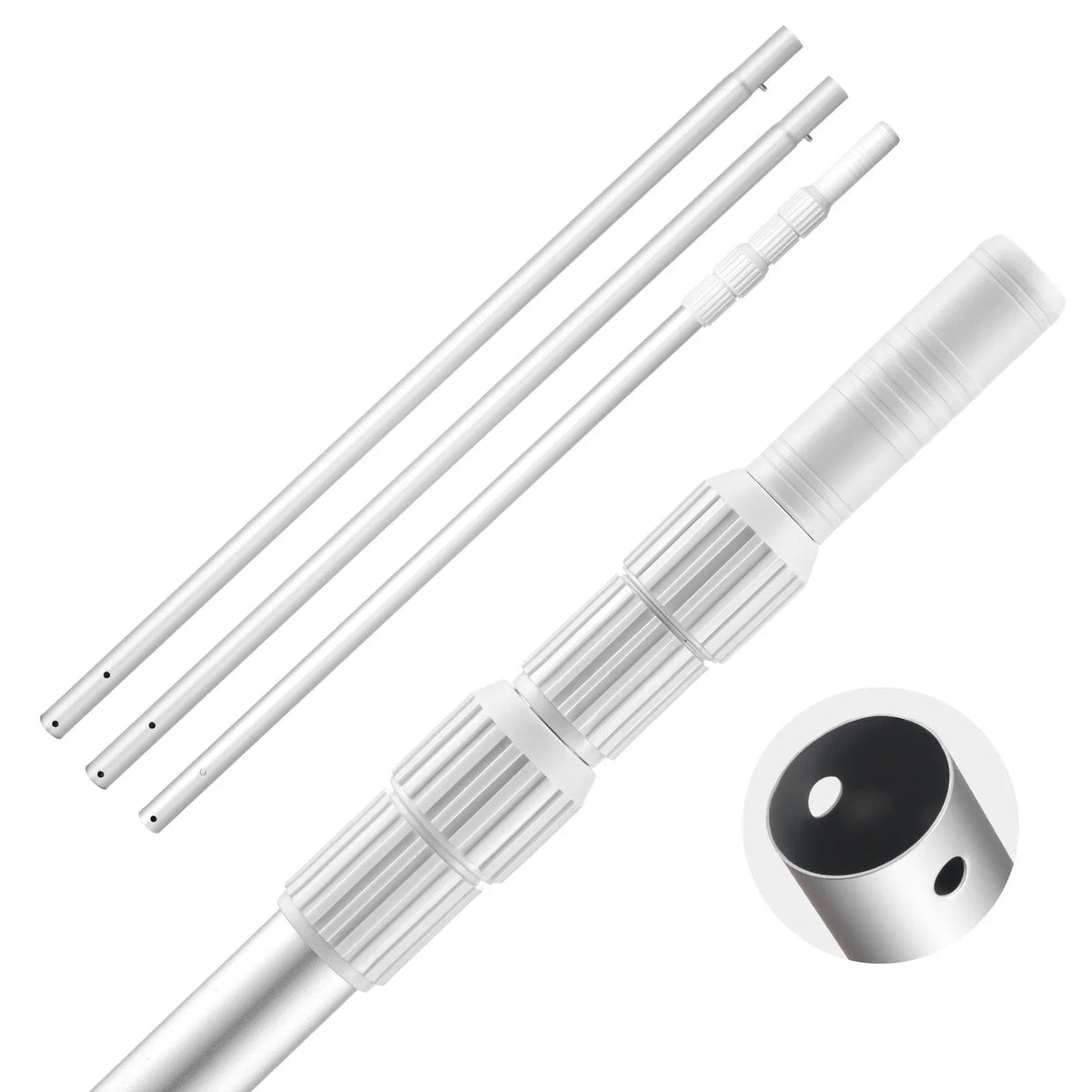 VEVOR Teleskopiskais baseina kāts 1–4,6 m, profesionāls regulējams tīrīšanas kāts ar 2 pagarinājuma sekcijām, pastiprināts turētājs tīkliņam, birstei un putekļsūcēja uzgalim