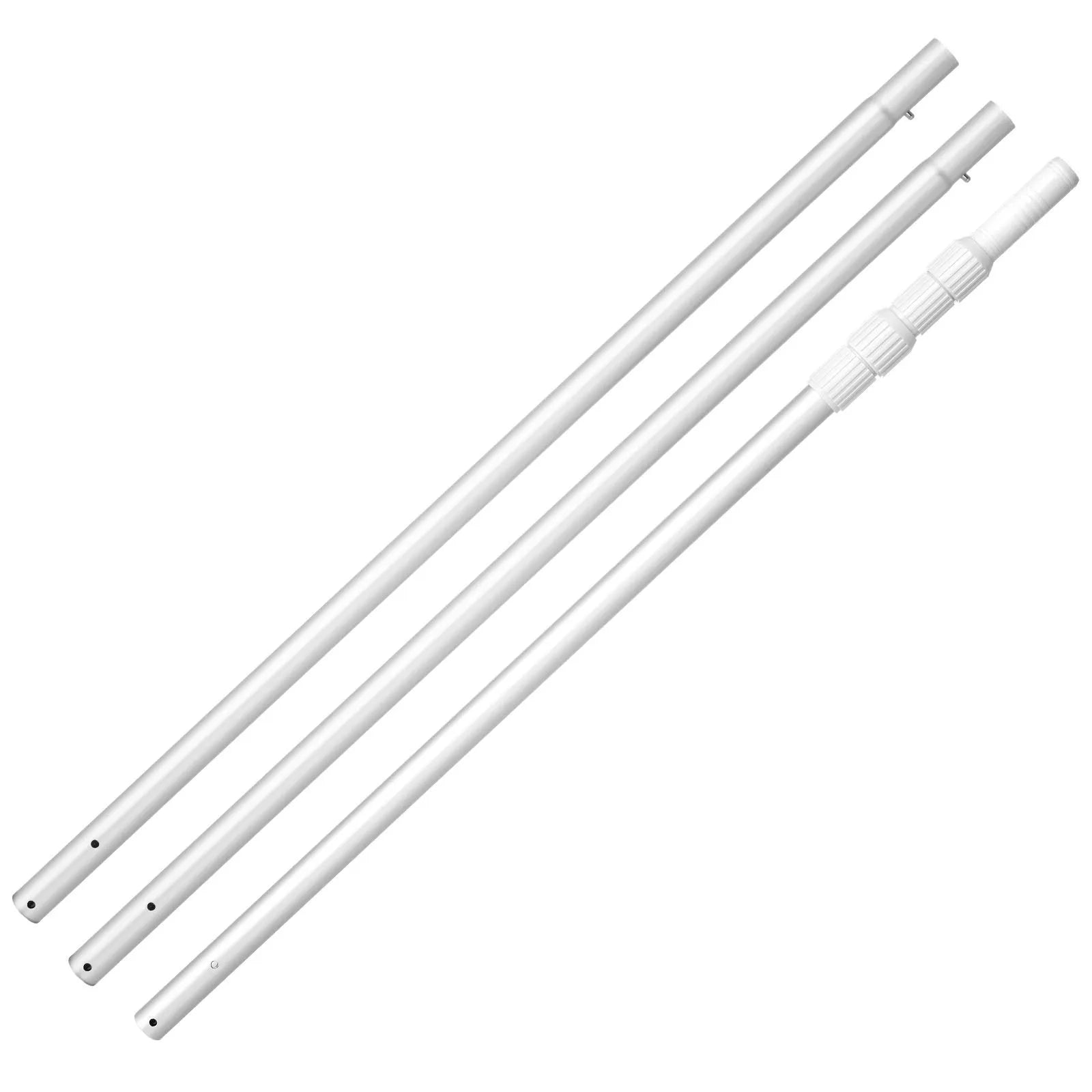 VEVOR Teleskopiskais baseina kāts 1–4,6 m, profesionāls regulējams tīrīšanas kāts ar 2 pagarinājuma sekcijām, pastiprināts turētājs tīkliņam, birstei un putekļsūcēja uzgalim