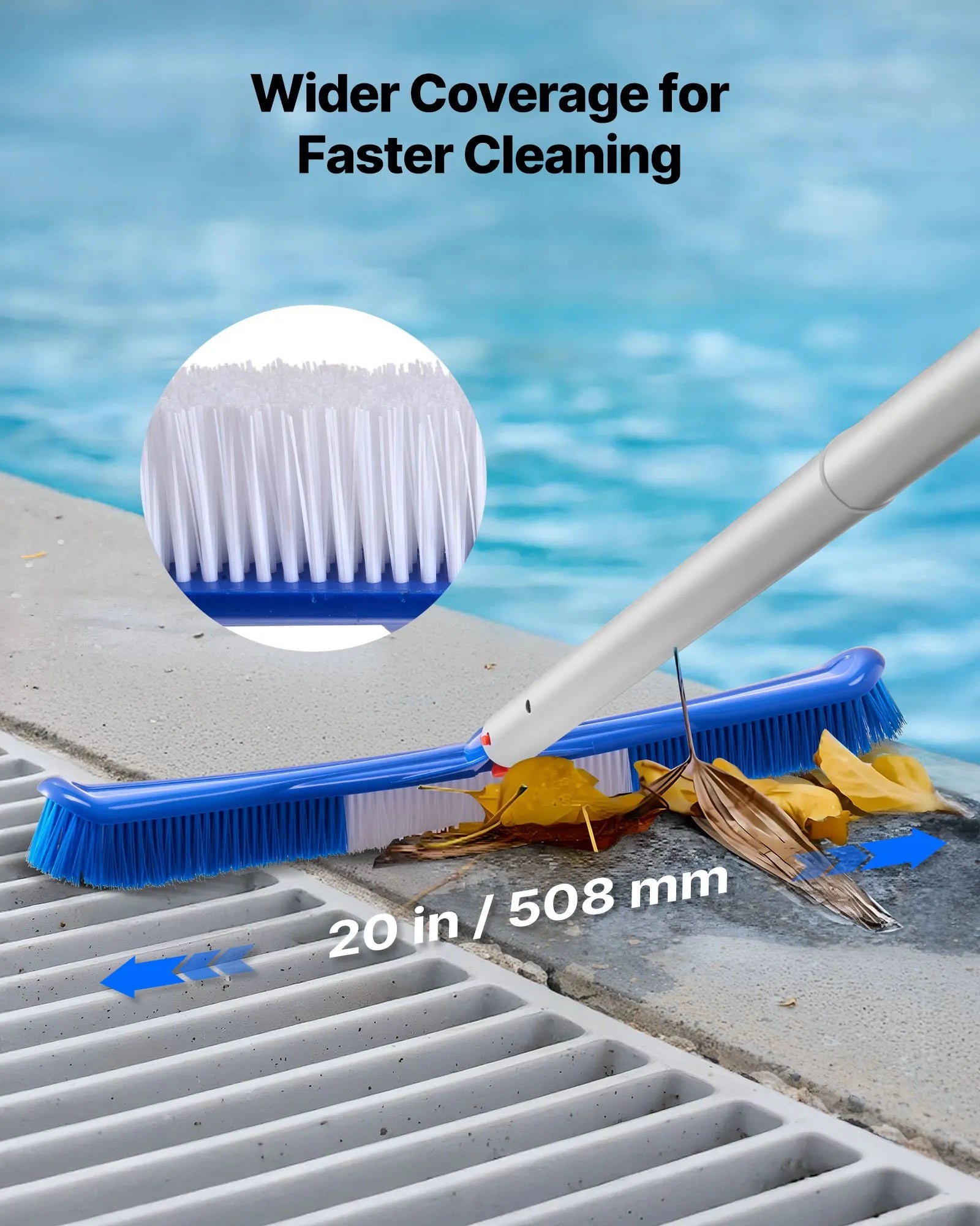VEVOR Peldbaseina tīrīšanas komplekts, 4 vienā, ar 2 noņemamām birstēm (508 mm / 139,7 mm) un 2 baseina tīkliem, paredzēts iebūvējamo un virszemes baseinu tīrīšanai, bez kātiem