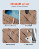 VEVOR baseina kāpņu margas 2 gab., 762 × 762 mm, nerūsējošā tērauda margas ar ātrās montāžas pamatplāksni, maksimālā slodze 170 kg, komplektā pilns stiprinājumu piederumu komplekts