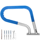 VEVOR baseina margas 76 × 56 cm, 304. klases nerūsējošā tērauda drošības margas peldbaseinam ar 113 kg kravnesību, sudrabainas, rūsas izturīgas, ar zilu satvēriena pārvalku, M8 urbja uzgali un pašurbjošām skrūvēm