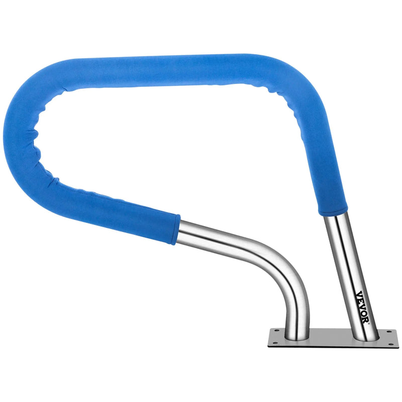 VEVOR baseina margas 81,3 × 58,4 cm, 304 nerūsējošā tērauda peldbaseina margas ar nestspēju līdz 113,4 kg, sudrabotas, pret rūsu noturīgas, ergonomiskas baseina margas ar zilu roktura pārklājumu, M8 urbja uzgali un pašvītņojošām skrūvēm