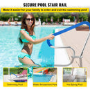 VEVOR baseina margas 99 × 81 cm, 304. klases nerūsējošā tērauda drošības margas peldbaseinam ar 113 kg kravnesību, sudrabainas, rūsas izturīgas, ar zilu satvēriena pārvalku, M8 urbja uzgali un pašurbjošām skrūvēm