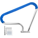 VEVOR baseina margas 99 × 81 cm, 304. klases nerūsējošā tērauda drošības margas peldbaseinam ar 113 kg kravnesību, sudrabainas, rūsas izturīgas, ar zilu satvēriena pārvalku, M8 urbja uzgali un pašurbjošām skrūvēm