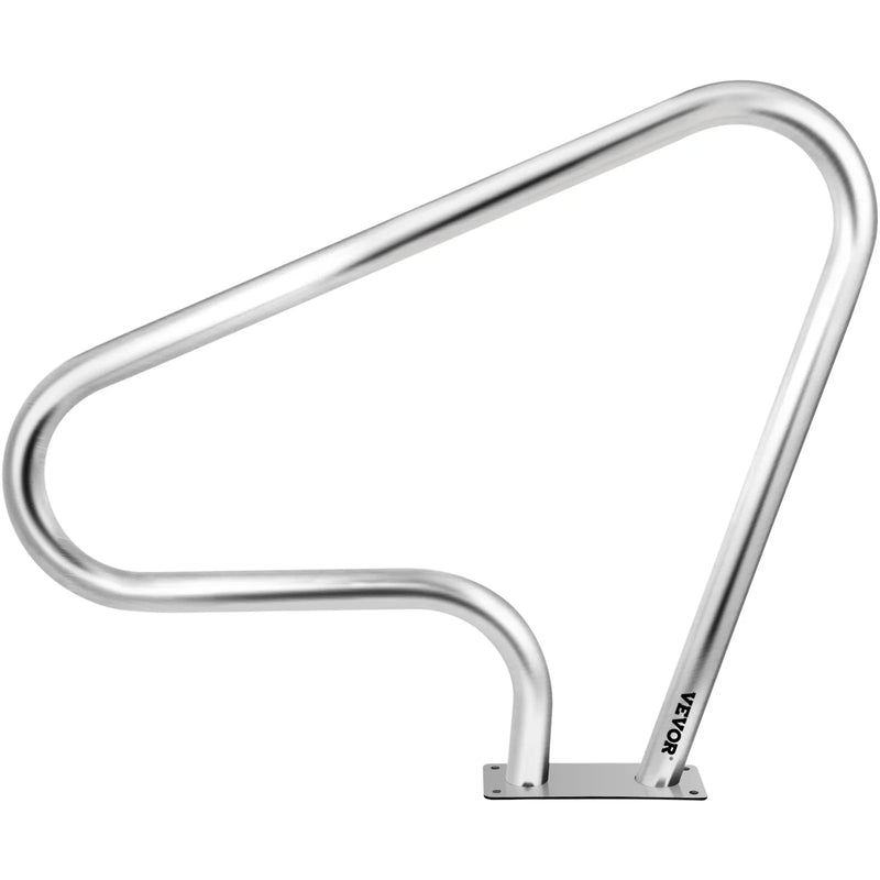 VEVOR baseina margas 99 × 81 cm, 304. klases nerūsējošā tērauda drošības margas peldbaseinam ar 113 kg kravnesību, sudrabainas, rūsas izturīgas, ar zilu satvēriena pārvalku, M8 urbja uzgali un pašurbjošām skrūvēm