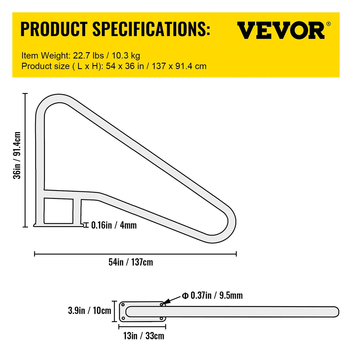 VEVOR baseina margas 137,2 × 91,4 cm, 304 nerūsējošā tērauda peldbaseina margas ar nestspēju līdz 113 kg, sudrabotas, pret rūsu noturīgas, ergonomiskas baseina margas ar zilu roktura pārklājumu, M8 urbja uzgali un pašvītņojošām skrūvēm