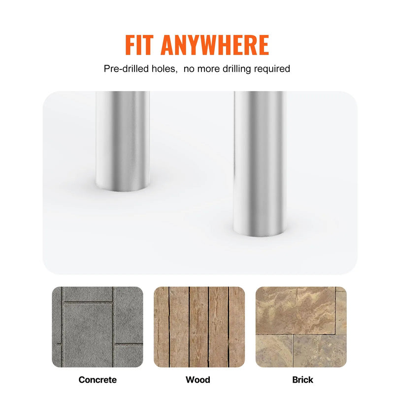 VEVOR baseina margas 117 × 94 cm, nerūsējošā tērauda (iepriekš samontētas) margas iekštelpu un āra baseiniem, baseina drošības margas klājiem, pret rūsu noturīgs satvēriena stienis ar zilu roktura pārklājumu un piederumiem spa zonām