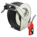 VEVOR degvielas šļūtenes spole 25,4 mm × 15,24 m ar automātisku degvielas pistoli, izvelkama dīzeļdegvielas šļūtene no NBR gumijas, oglekļa tērauda konstrukcija, darba spiediens 20,68 bar, piemērota lidaparātiem, kuģiem, transportlīdzekļiem un cisternām